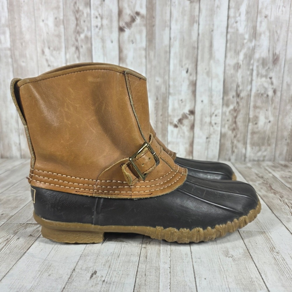 L.L. Bean Brown Leather and Black Rubber Waterproof Boots